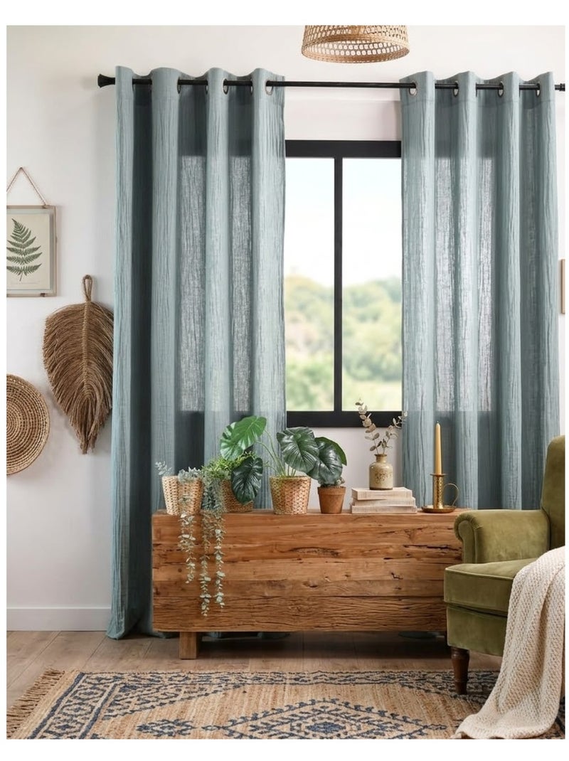Rideau en gaze de coton Pop colors Vert Sauge - Kiabi