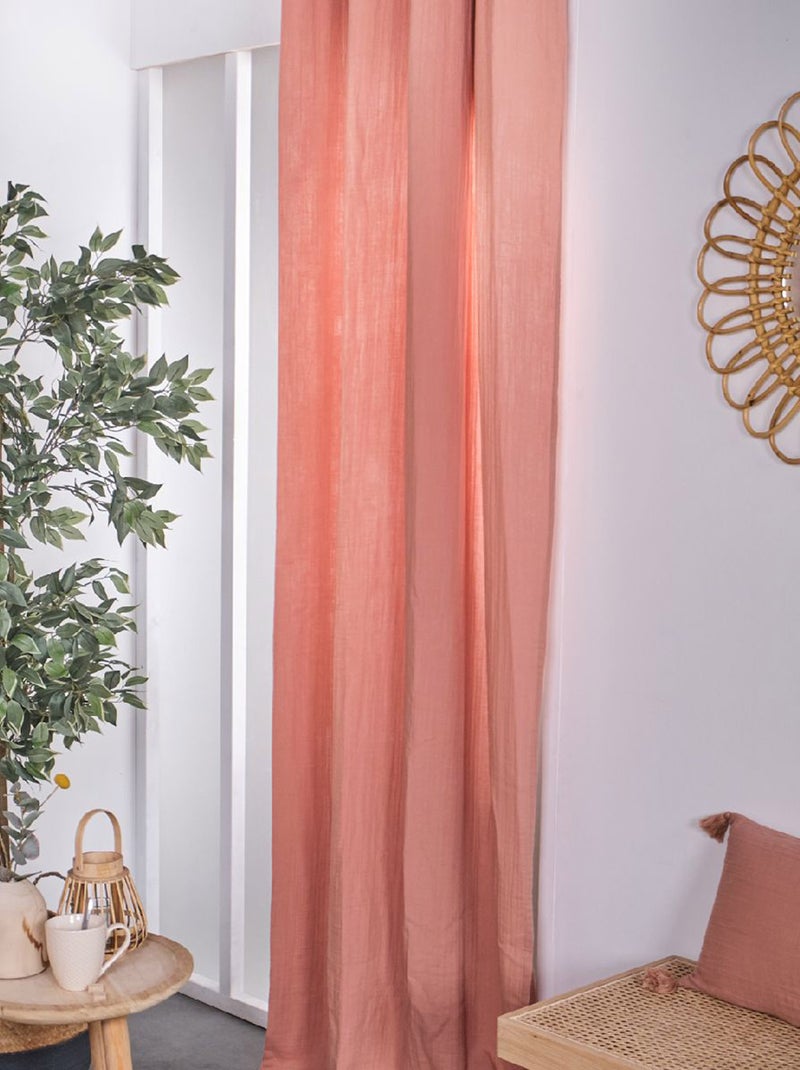 Rideau en gaze de coton Rose - Kiabi