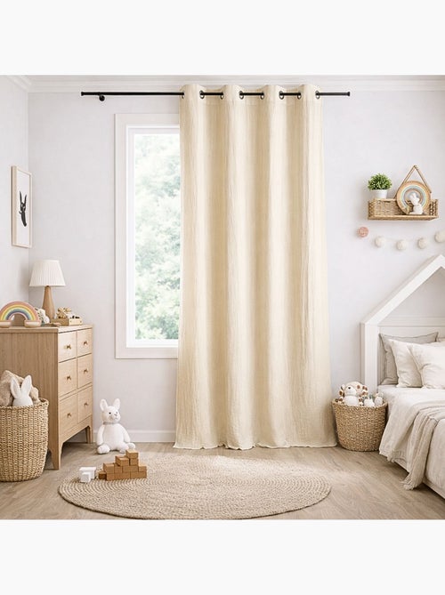 Rideau en gaze de coton tamisant à oeillets - Kiabi