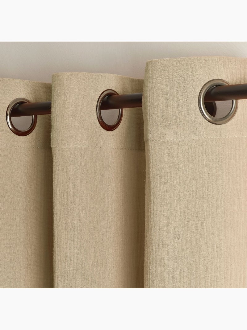 Rideau en gaze de coton tamisant à oeillets mirmande Beige clair - Kiabi