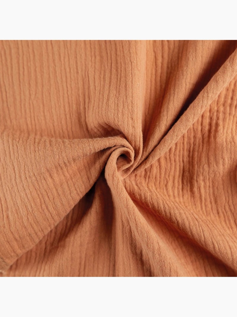 Rideau en gaze de coton tamisant à oeillets Terracotta - Kiabi