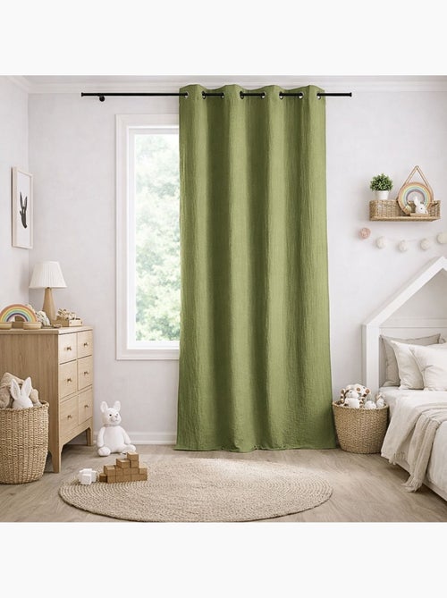 Rideau en gaze de coton tamisant à oeillets - Kiabi