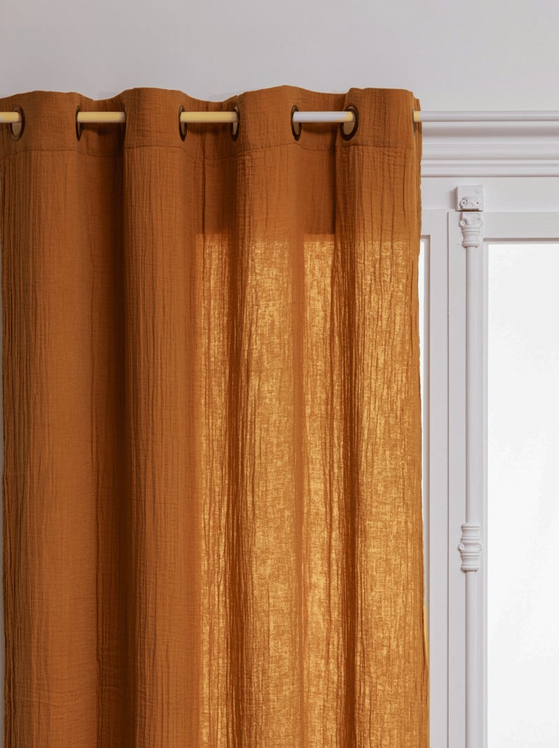 Rideau en gaze de coton uni Bronze - Kiabi