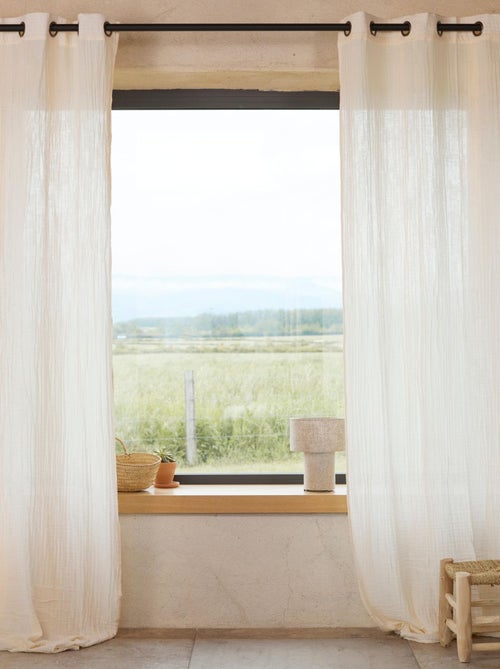 Rideau en gaze de coton uni - Kiabi