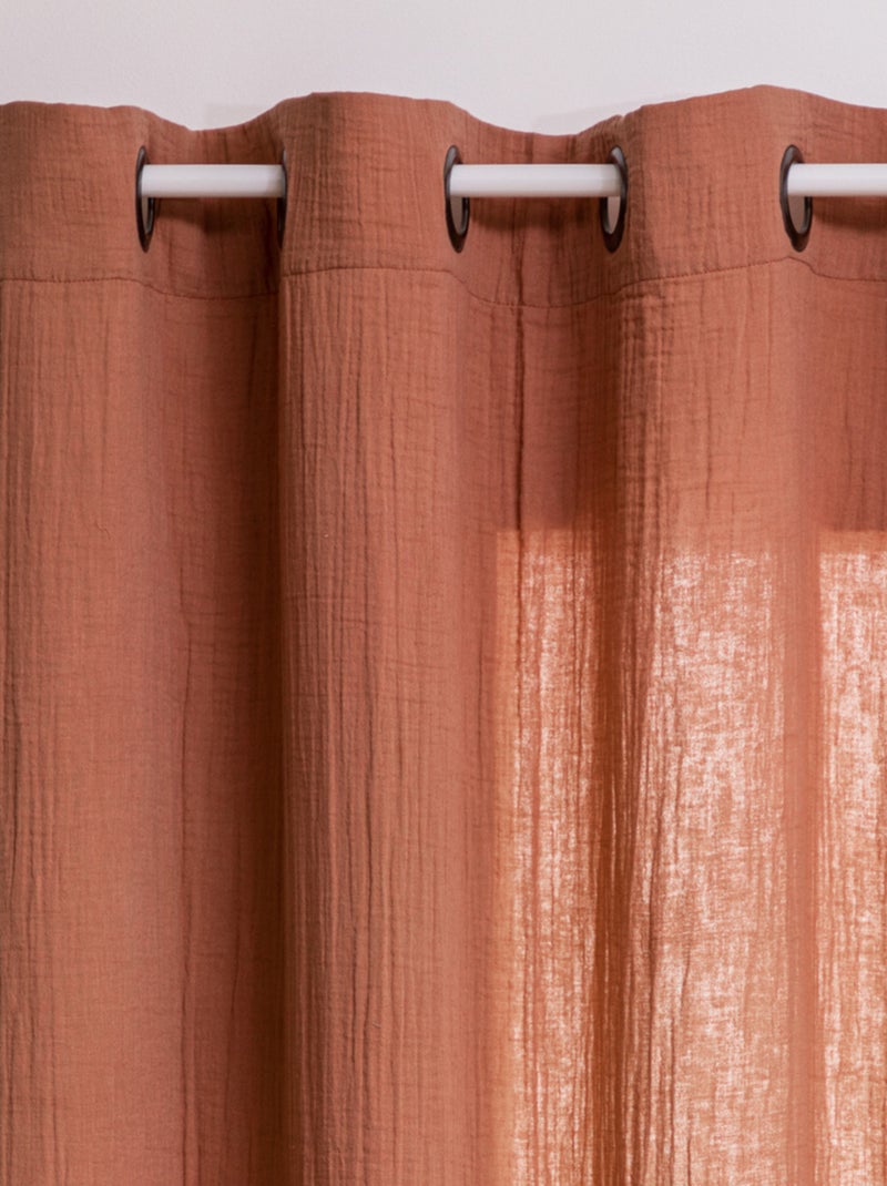Rideau en gaze de coton uni Vieux rose - Kiabi