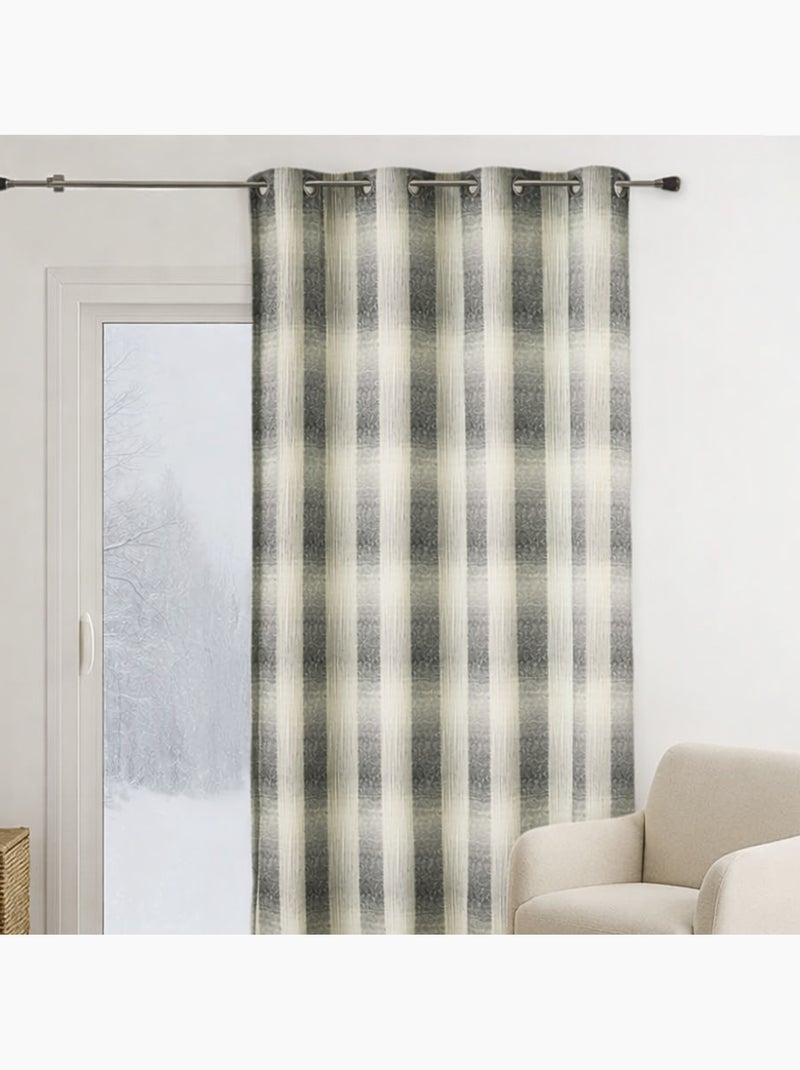 Rideau en Jacquard  - Effet Quadrillé Gris clair - Kiabi