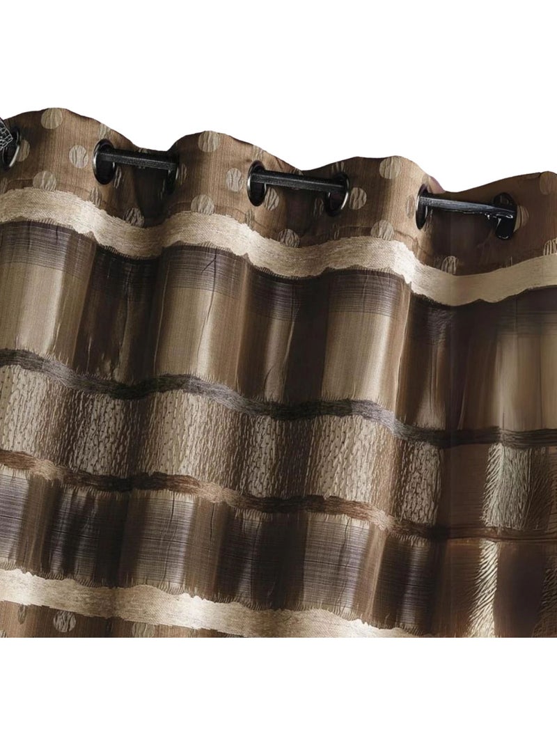 Rideau en jacquard à pois et rayures Taupe - Kiabi