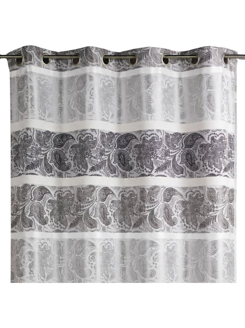 Rideau en jacquard à rayures horizontales fantaisies Gris clair - Kiabi