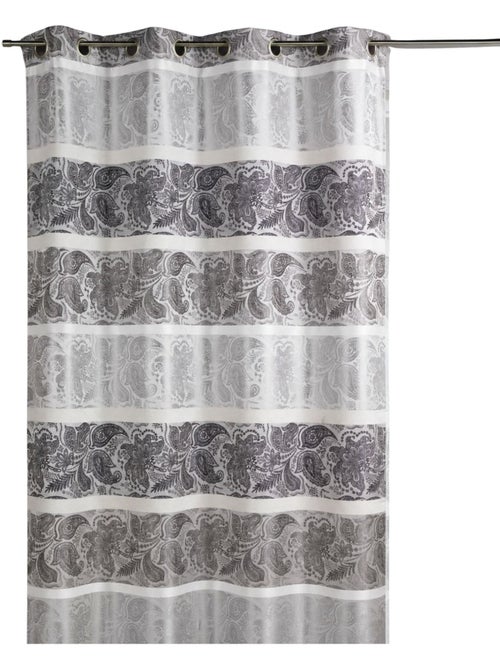 Rideau en jacquard à rayures horizontales fantaisies - Kiabi