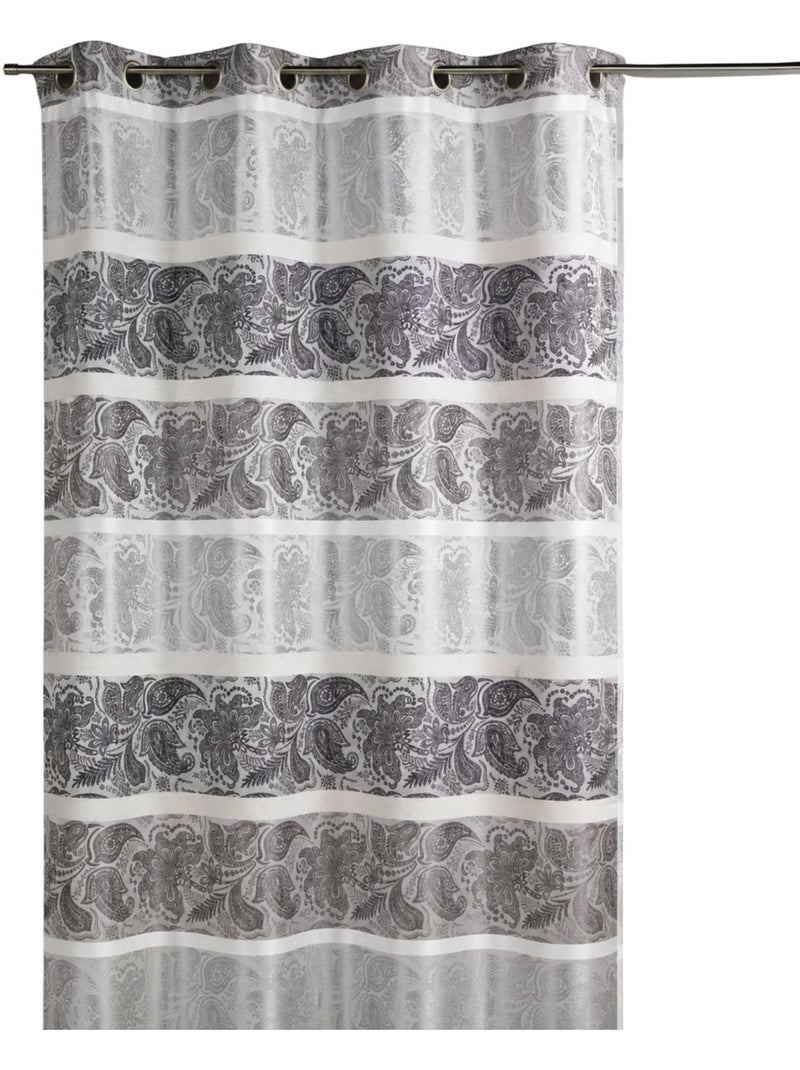 Rideau en jacquard à rayures horizontales fantaisies Gris clair - Kiabi