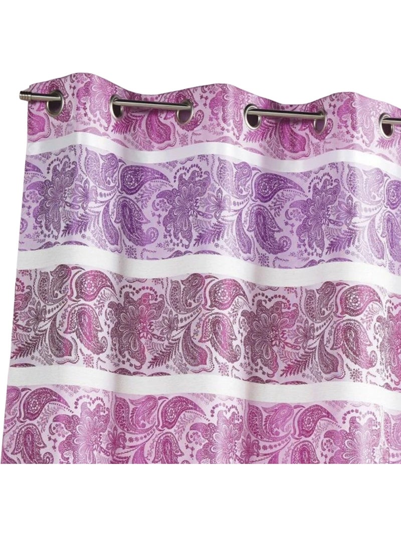 Rideau en jacquard à rayures horizontales fantaisies Rose fushia - Kiabi