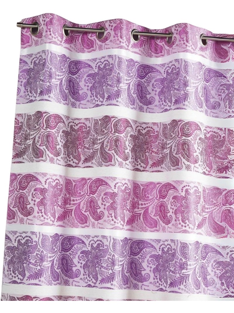 Rideau en jacquard à rayures horizontales fantaisies Rose fushia - Kiabi