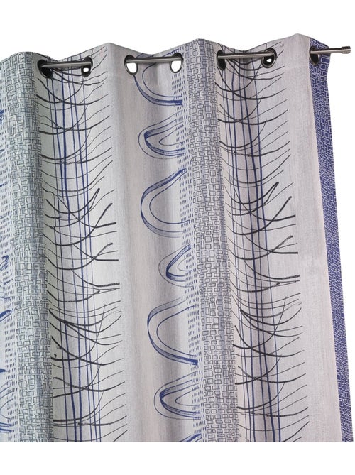 Rideau en jacquard à rayures verticales aux imprimés graphiques - Kiabi
