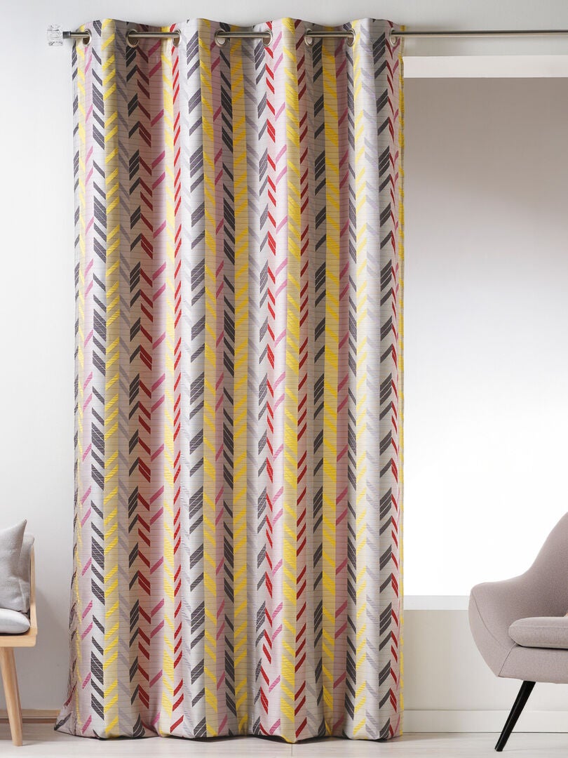 Rideau en jacquard à rayures verticales - Jaune - Kiabi - 28.51€