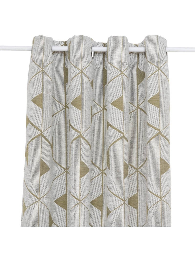 Rideau en jacquard avec œillets en acier maloe Kaki - Kiabi