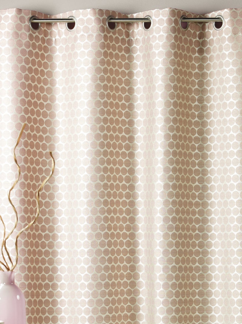 Rideau en jacquard fantaisie à pois Rose clair - Kiabi