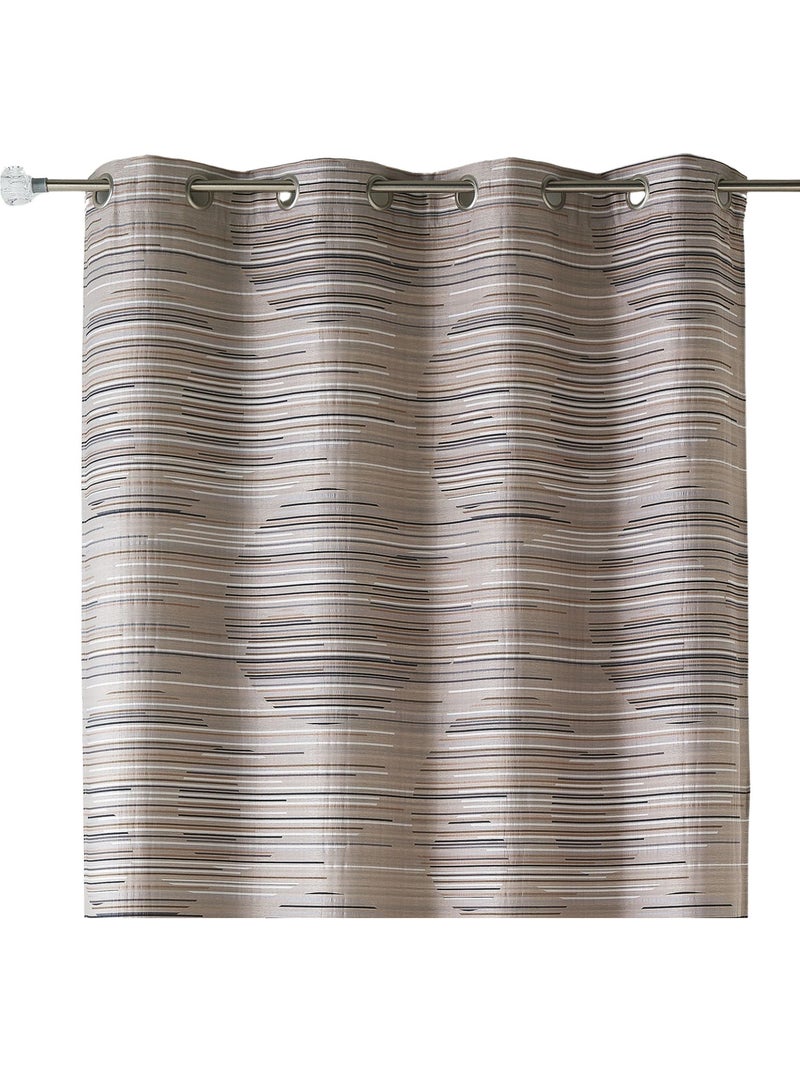 Rideau en jacquard fantaisie et graphique Taupe - Kiabi