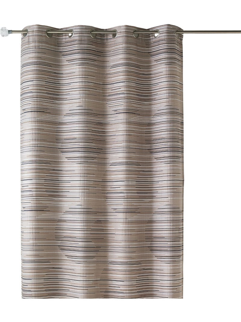 Rideau en jacquard fantaisie et graphique Taupe - Kiabi