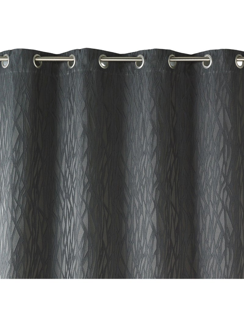 Rideau en jacquard fantaisie gris anthracite - Kiabi