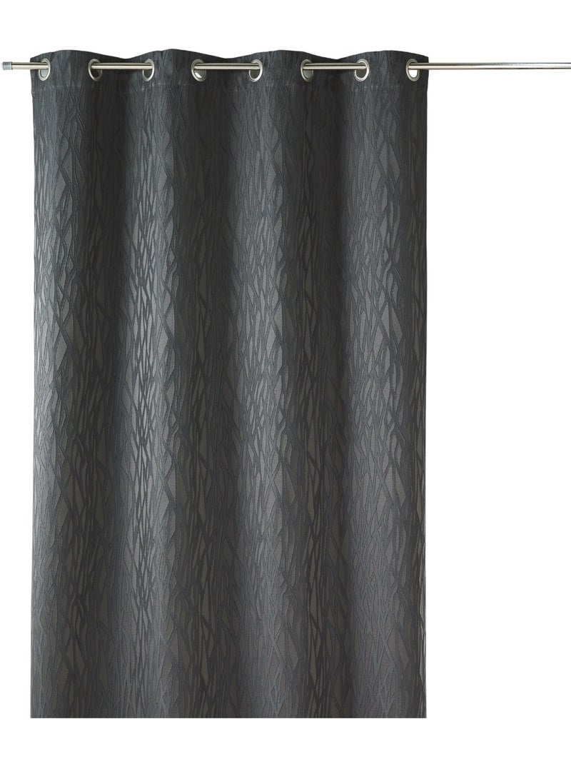 Rideau en jacquard fantaisie gris anthracite - Kiabi