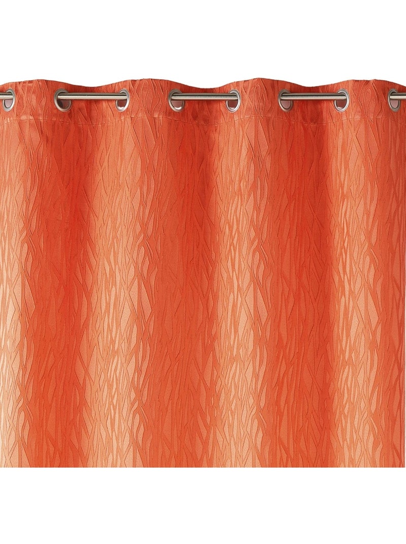 Rideau en jacquard fantaisie Orange - Kiabi