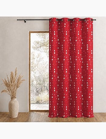 Rideau en jacquard froissé motifs de ronds