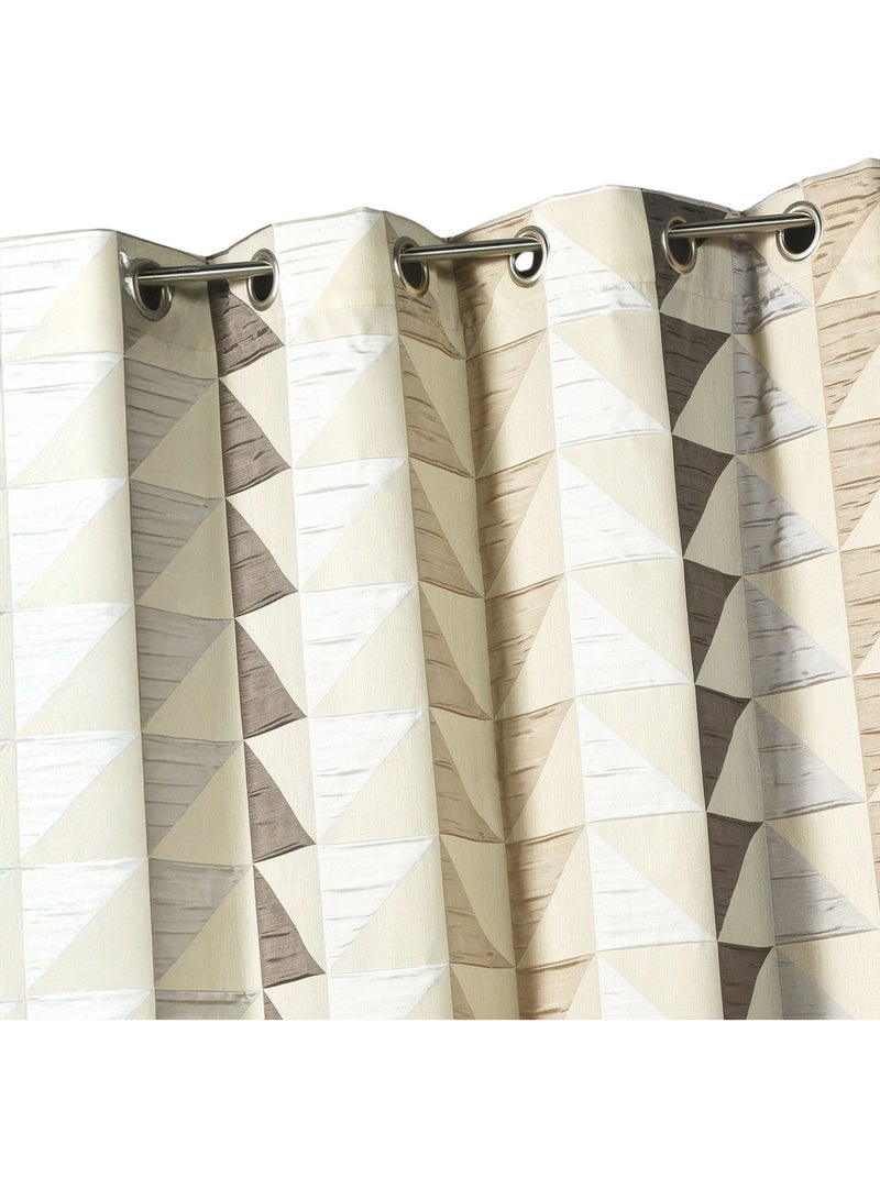 Rideau en jacquard imprimés triangulaires Beige - Kiabi