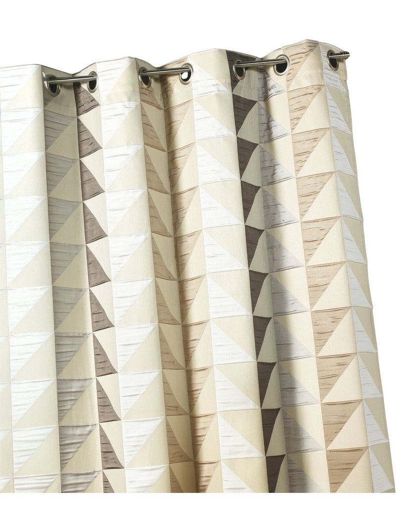 Rideau en jacquard imprimés triangulaires Beige - Kiabi