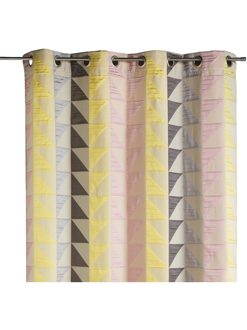 Rideau en jacquard imprimés triangulaires Rose pastel - Kiabi