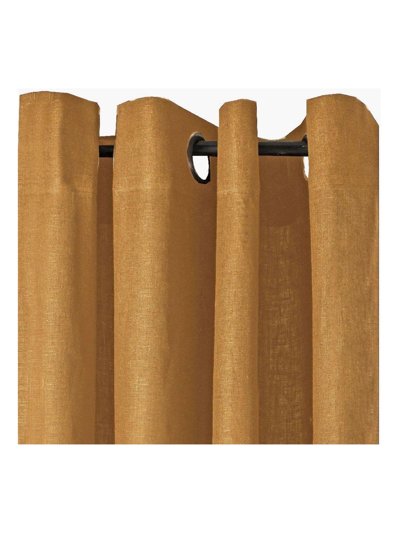 Rideau en lin avec œillets 'Deko&co' Orange - Kiabi