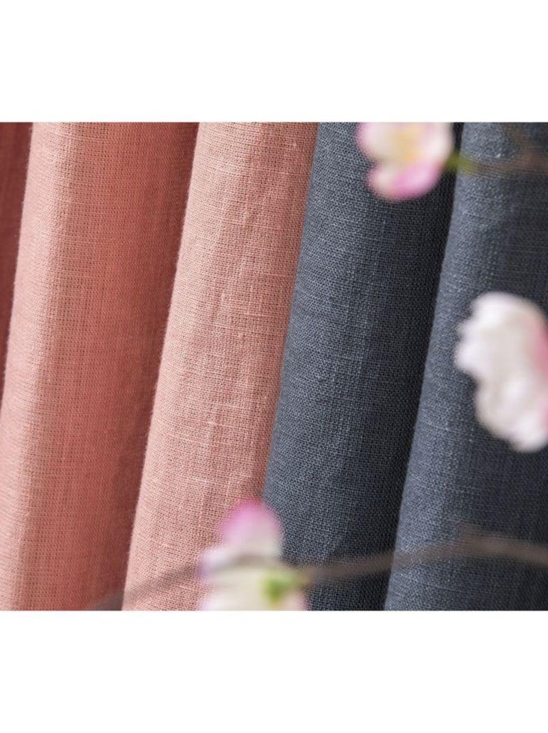 Rideau en lin avec œillets 'Deko&co' Rose clair - Kiabi