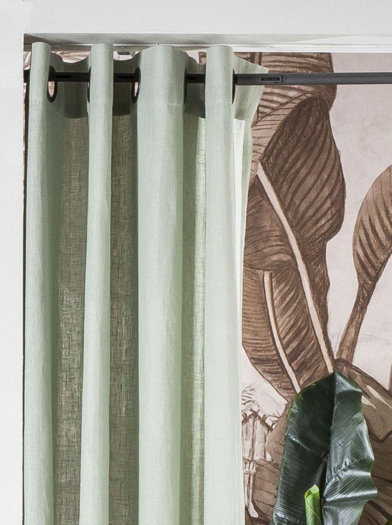 Rideau en lin avec œillets 'Deko&co' Vert d'eau - Kiabi