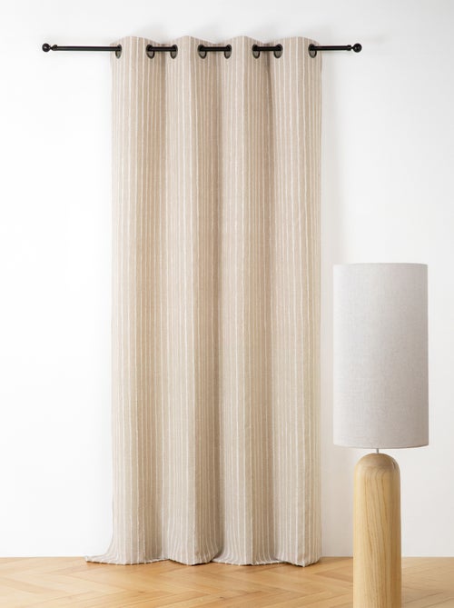 Rideau en lin et coton rayures tuftées - Kiabi