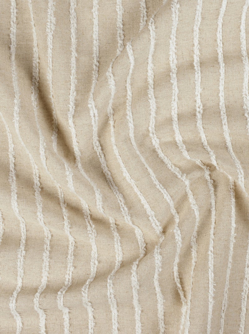 Rideau en lin et coton rayures tuftées Beige clair - Kiabi