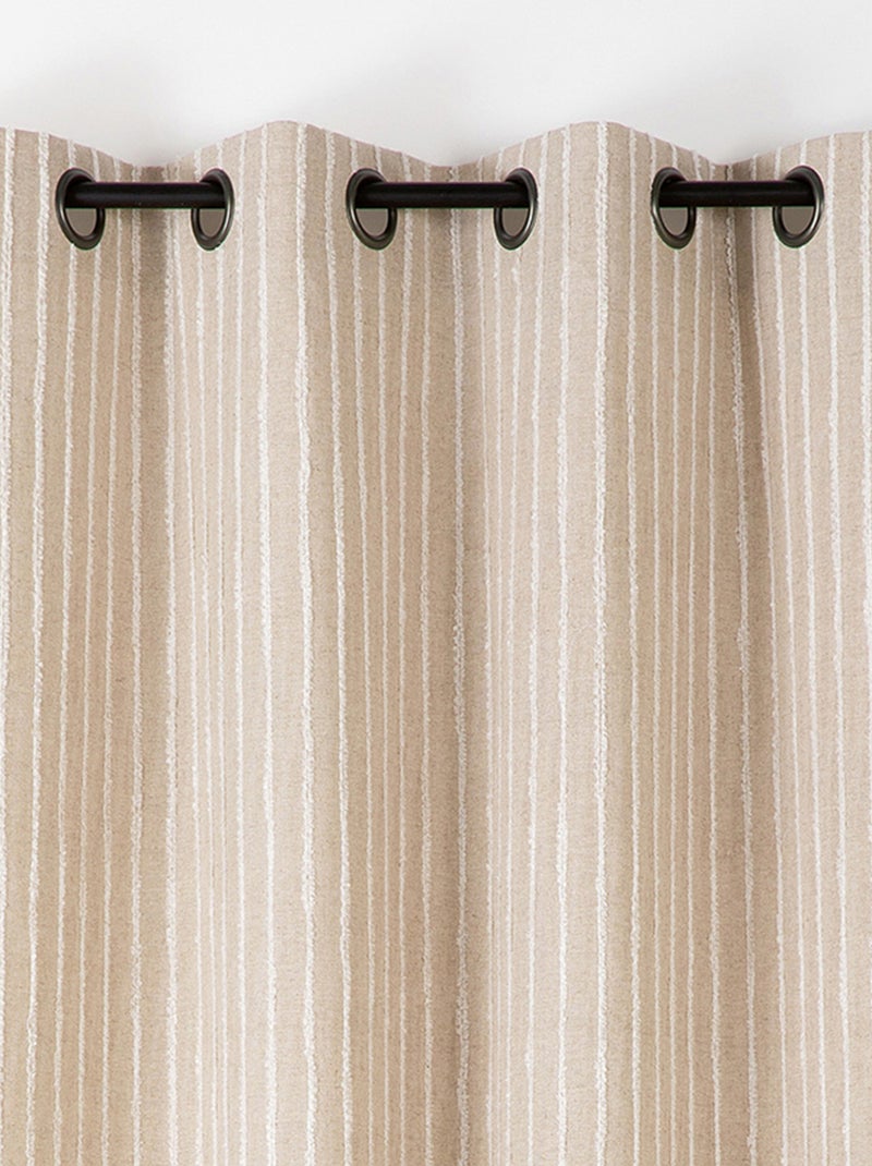 Rideau en lin et coton rayures tuftées Beige clair - Kiabi