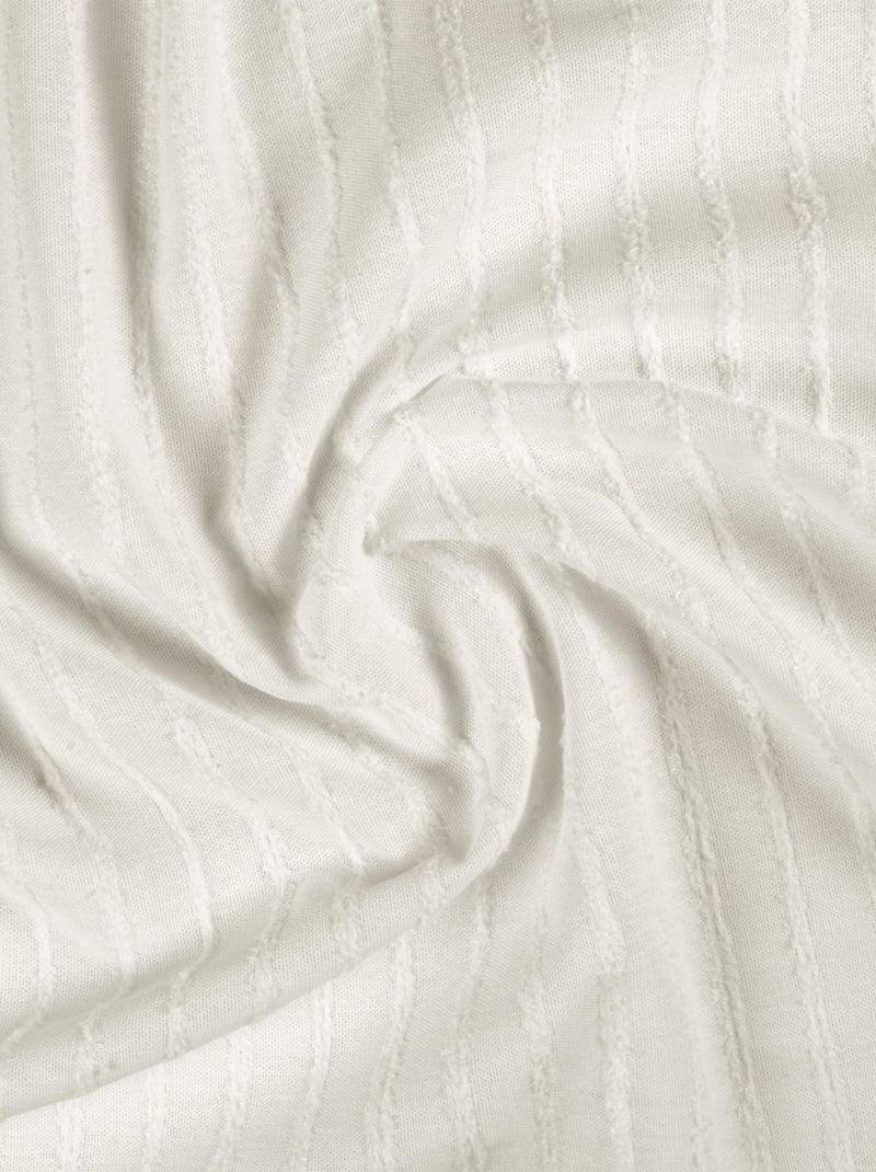 Rideau en lin et coton rayures tuftées Blanc - Kiabi