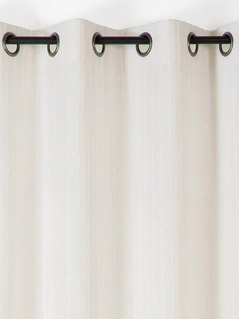 Rideau en lin et coton rayures tuftées Blanc - Kiabi