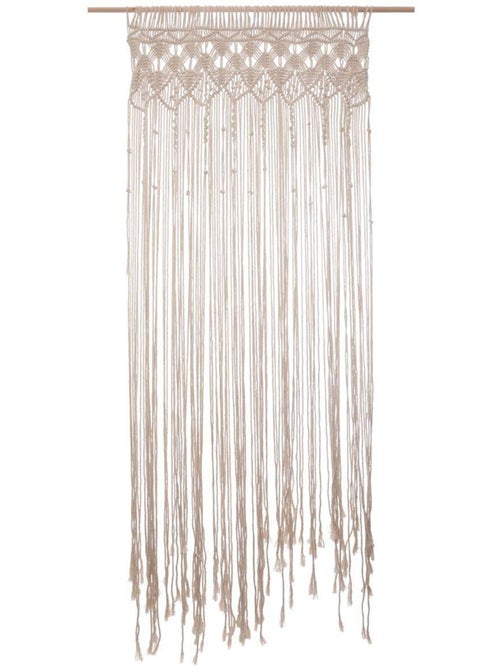 Rideau en macramé et coton avec barre de suspension en bois - Kiabi