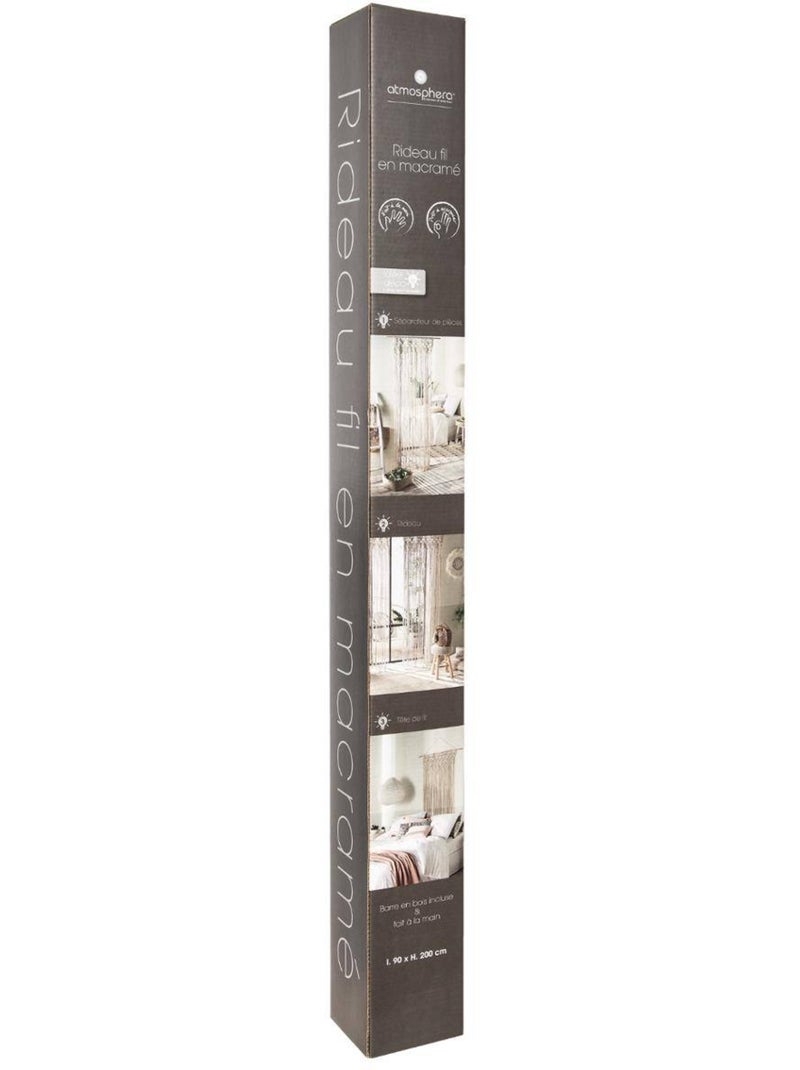 Rideau en macramé et coton avec barre de suspension en bois macrame Beige - Kiabi