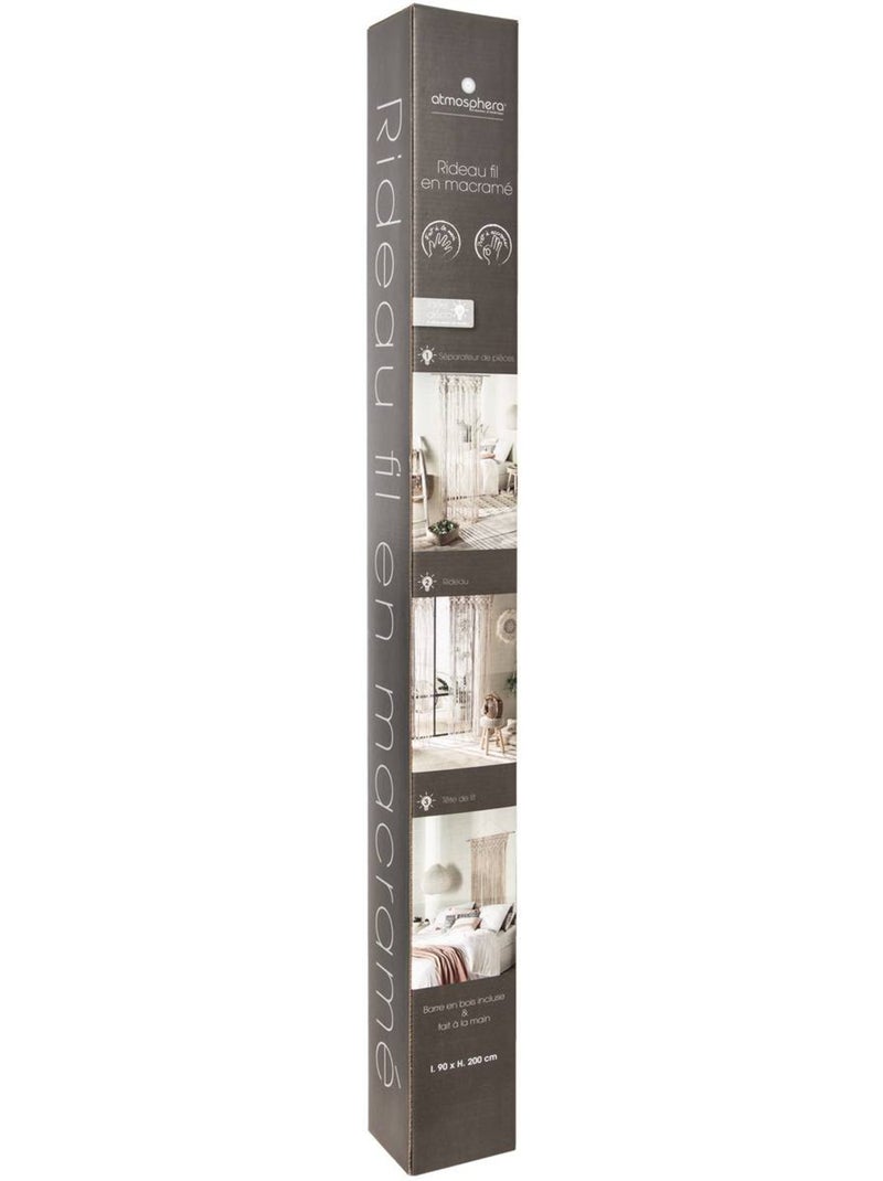 Rideau en macramé et coton avec barre de suspension en bois macrame Beige - Kiabi