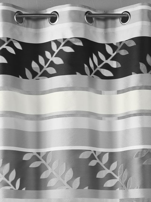 Rideau en organza à rayures et motifs feuilles - Kiabi