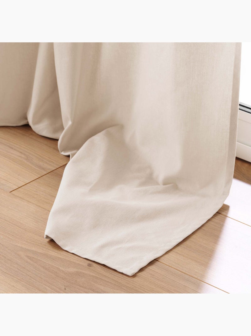 Rideau en poly-coton recyclé Beige clair - Kiabi