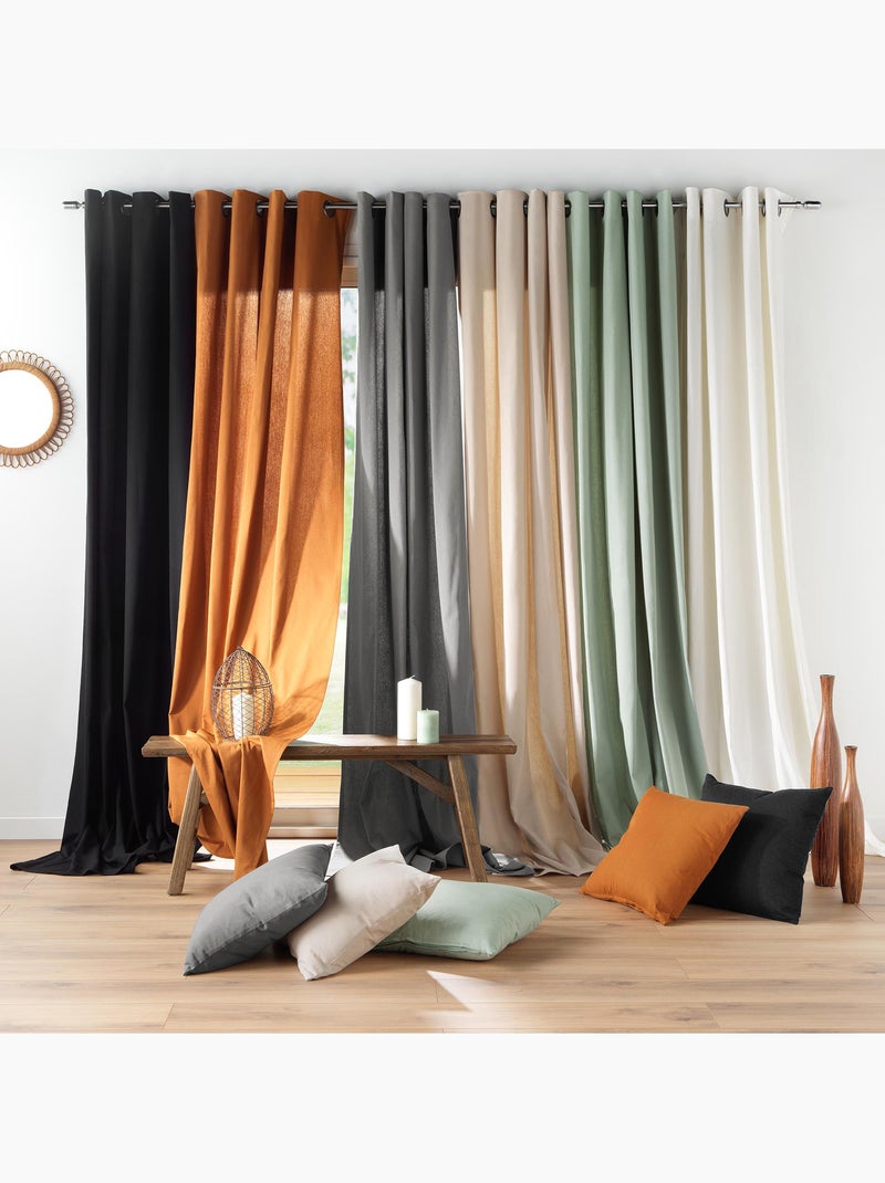 Rideau en poly-coton recyclé Beige clair - Kiabi