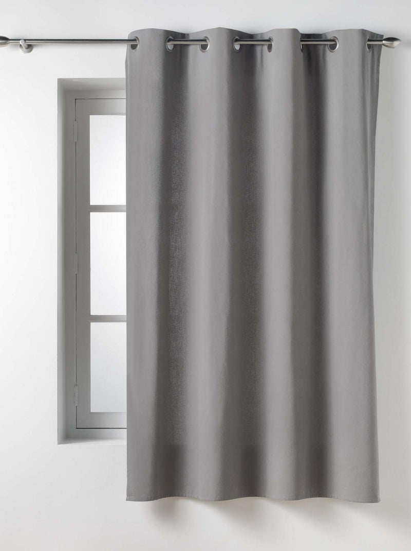 Rideau en poly-coton recyclé Gris - Kiabi