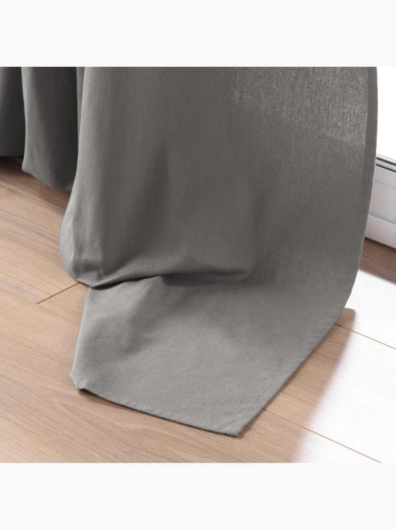 Rideau en poly-coton recyclé Gris - Kiabi