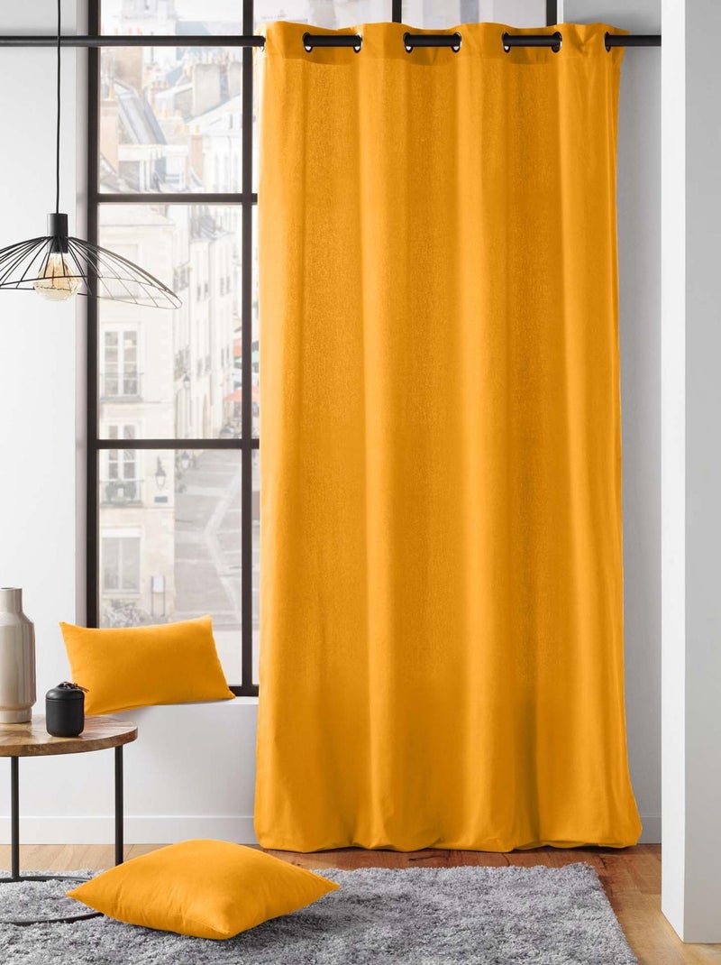 Rideau en poly-coton recyclé Jaune - Kiabi