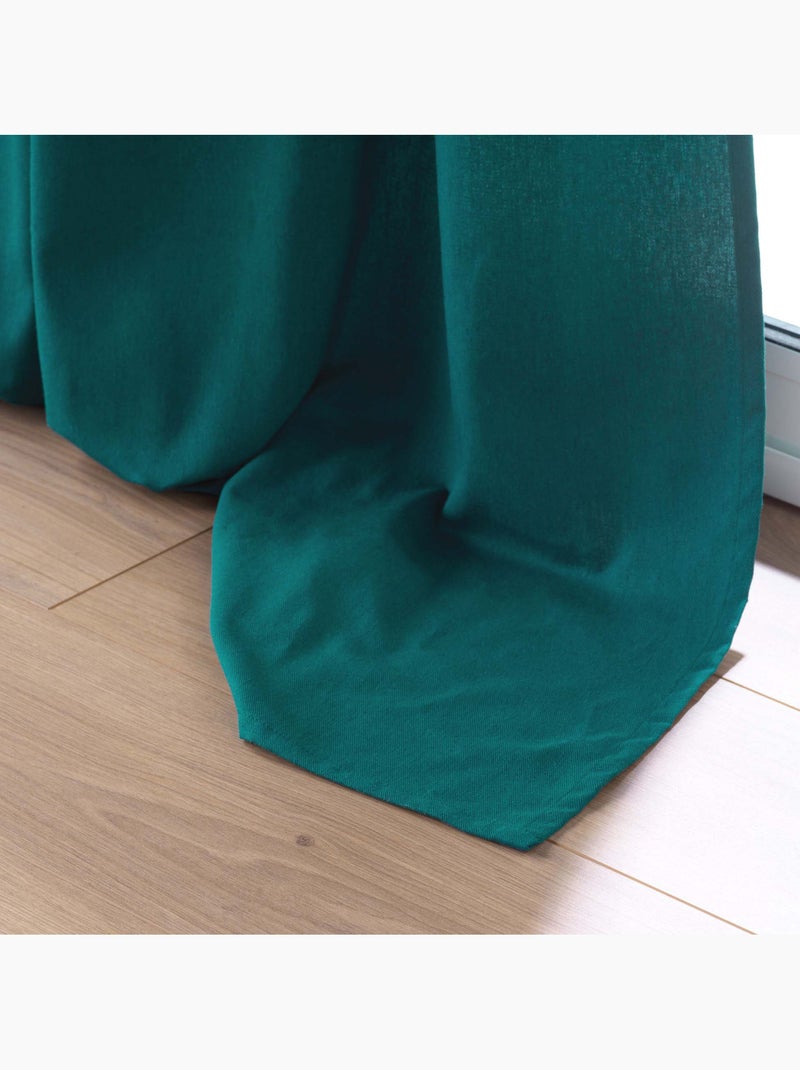 Rideau en poly-coton recyclé Vert émeraude - Kiabi
