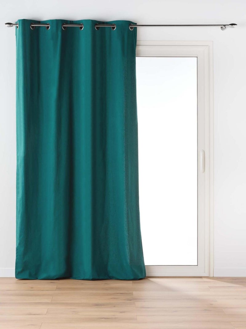 Rideau en poly-coton recyclé Vert foncé - Kiabi