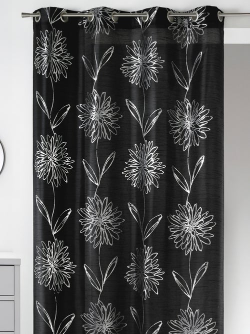 Rideau en Shantung à Imprimés Métallisés "Fleur" - Kiabi
