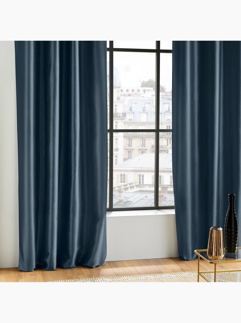 Rideau en shantung effet brillant – Shana Bleu marine - Kiabi